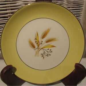 Vintage Century Services Autumn gold bread dessert plates set of 7 wheat leaves